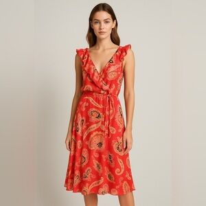 Jonathan Martin Vibrant Red Midi Dress